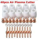 40pcs Air plasma cutter tip electrodes nozzles kit consumable For PT-31 LG-40 Torch CUT-40 50 Electrodes Shield Cup Accessories