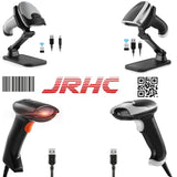 JRHC Handheld 2D Barcode USB QR Scanner Wired Automatic 1D 2D&PDF417 Data Matrix Bar Code Reader Plug and Play