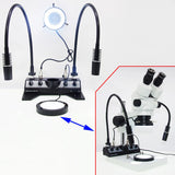 4 IN 1 Microscope Illuminator Set Stage 80 LED Ring 2 Gooseneck Lamp 6W + Bottom Base Light (110-240V AC Input)
