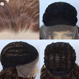 13x2 Lace Wig Inch 22Inch Afro Curly Kinky Wave Brown Cosplay Synthetic Glueless Natural Women's Lace Front Wig for Halloween
