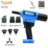 Electric Rocol RL-520 Lithium Battery Automatic Rivet Gun Core Pulg Riveting Tool Stainless Steel Brushed Rivets
