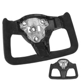 Car Steering Wheel Ergonomic Yoke Steering Wheel with Side Carbon Fiber Trims for Auto Replacement for Tesla Model 3 Y 2018+