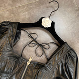 Fashion Niche Design Tube Thin Blouses Vintage Square Collar Long Sleeve Female Shirts Chic Tops