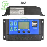 Solar Panel 10A20A30A 12V24V Auto Battery Charge Regulator PWM Controller LCD Dual USB for PV Home