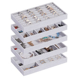 Tray, 5 Pcs Stackable Veet Organizer for Drawer, Jewelry Storage Display Trays Showcase