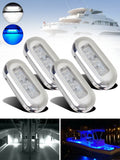 4pcs Boat Marine Grade 24V Large Waterproof Cool Blue LED Courtesy Lights Stair Deck Lamp boat lightings