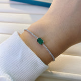 New Female Emerald Bracelet 1 Carat Simple Mosaic Length 165mm+3mm