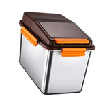 Pet Food Container - Household Stainless Steel Airtight Bucket for Rice, Grain & Cereal