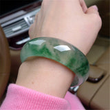 Natural Myanmar Ice-like Blue Flower Jade Bracelet