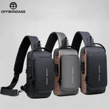 Multifunction Patent Leather Cycg Chest Waterproof Crossbody Anti-theft Travel Bag Male USB Charging Pack