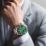 PINTIME Men's Watches Automatic Mechanical Wristwatches Waterproof 30m Luxury Stainless Steel Material Calendar Luminous Relogio