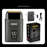 WMARK 2024 New NG-983 Stainless Steel Etched Titanium Three-blade Electric Men's Razor Hair Cutting hine