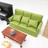 1:12 Mini Dollhouse Furniture Sofa with 3Pcs Pillow Set Simulation Miniature Living Room DIY Doll House