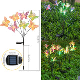 2Pcs Solar Fiber Optic Butterfly Lamp Decorative Firefly Light for Courtyard Patio Decoration