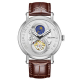PINTIME Men's Watches Luxury Leather Strap Automatic Mechanical WristWatches 3D Dragon Emboss Business Waterproof Reloj Hombre