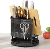 Kitchen Counter Knife Holder, Rotating Utility Knife Holder, Three In One Multifunctional Knife Holder Set, Dish Drying Rack, Cutting Board Organizer
