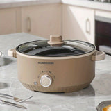 1pc UK Plug Steamers, Multifunctional Household Black Ceramic Crystal Nonstick Pot, Mechanical Three-speed Double-layer