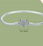 European and American popular personality set with inlaid cat S925 sterling silver bracelet DIY beaded bracelet