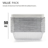 50pcs Aluminum Pans With Lids, 21.59cm×15.24cm 1.02 KG Capacity Foil Food Containers With Lids