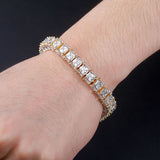 Hot Selling Three-Sided Square Zircon Men's And Women's Bracelets Full Of Zircon Hip-Hop Tennis Chains In Europe And America