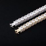 Hot Selling Three-Sided Square Zircon Men's And Women's Bracelets Full Of Zircon Hip-Hop Tennis Chains In Europe And America