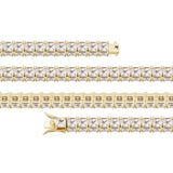 Hot Selling Three-Sided Square Zircon Men's And Women's Bracelets Full Of Zircon Hip-Hop Tennis Chains In Europe And America
