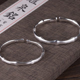 Fashion Plain Silver Bamboo Joint Brushed Open Bracelet