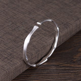 Fashion Plain Silver Bamboo Joint Brushed Open Bracelet