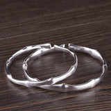 Fashion Plain Silver Bamboo Joint Brushed Open Bracelet