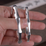 Fashion Plain Silver Bamboo Joint Brushed Open Bracelet