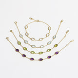 Vintage, Natural Amethyst, Blue Mop, White Crystal, Peridot, S925 Sterling Silver Bracelet