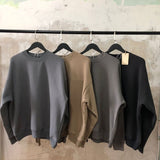 Coconut Sports Pullover High Street Casual Solid Color Round Neck Sweater