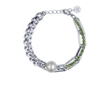 White Gold Plated Pearl Riding Whip Chain Stitching Bracelet Bracelet