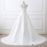 Two-piece White Wedding Dress With Round Neck And Elegant