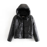 All-match faux leather cotton sweater