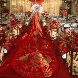 Ancient Xiuhe Dress Tailing Big Cloak Wind Chinese Wedding Dress Women