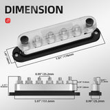 DaierTek 600A Power Distribution 12V Block 6 x 3/8" Terminal Studs 12 Volt Marine Bus Bar with Cover