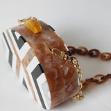 Diagonal Bag Geometric Stitching Acrylic Bag