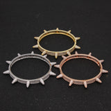 Luxury Iced Out Bling Cubic Zircon Hip Hop Rose Gold Silver Rivet Bracelets Spike Bangles Gifts for Men Women