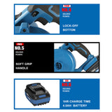 Cordless Kit Jobsite Blower Fast Charger 3 Variable Speeds for Blowing Dust, Leaf Light Duty Worhop Cleaning