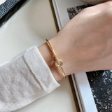 Korean Style 925 Sterling Silver Interlocking Bracelet Small Fashion