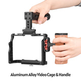 Andoer Camera Video Cage +Top Handle +Side Wooden Grip Kit with 1/4" Threads for Sony A7IV/ A7III/ A7II/ III/ A7R II/ A7S II