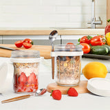 2pcs Set 16 oz Mason Jars with Silicone Lid and Spoon - Perfect for Storing Milk, Grains, Fruits, and Oatmeal