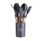 12pcs, Non-Stick Silicone Kitchen Utensils Set with Organizing Bucket - Includes Spatula, Ladle, Whisk, Tong, Oil Brush