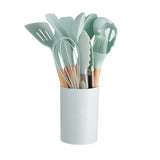 12pcs, Complete Kitchen Utensil Organizer Set with Spatula, Ladle, Oil Brush, Whisk, and More