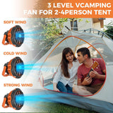 1pc Rechargeable Camping Fan with LED Lantern and Remote Control - 5200mAh Power Bank, 180° Head Rotation, Quiet Battery Operated USB Fan for Picnic, Barbecue, Fishing - Stay Cool and Comfortable Anywhere!