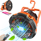1pc Rechargeable Camping Fan with LED Lantern and Remote Control - 5200mAh Power Bank, 180° Head Rotation, Quiet Battery Operated USB Fan for Picnic, Barbecue, Fishing - Stay Cool and Comfortable Anywhere!