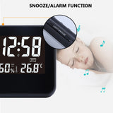 1pc Digital Alarm Clock, Weather Station Indoor Outdoor Thermometer, Display Digital Weather Thermometer With Atomic Clock, Forecast Station With Calendar And Adjustable Backlight, Voice Control (No Battery)