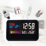 1pc Digital Alarm Clock, Weather Station Indoor Outdoor Thermometer, Display Digital Weather Thermometer With Atomic Clock, Forecast Station With Calendar And Adjustable Backlight, Voice Control (No Battery)