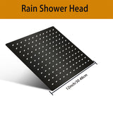 1pc Square Rain Shower Head, High Flow Stainless Steel Rainfall ShowerHead, Waterfall Bath Shower Body Covering, Ceiling Or Wall Mount Shower Head, (30.48 Cm, Matte Black)